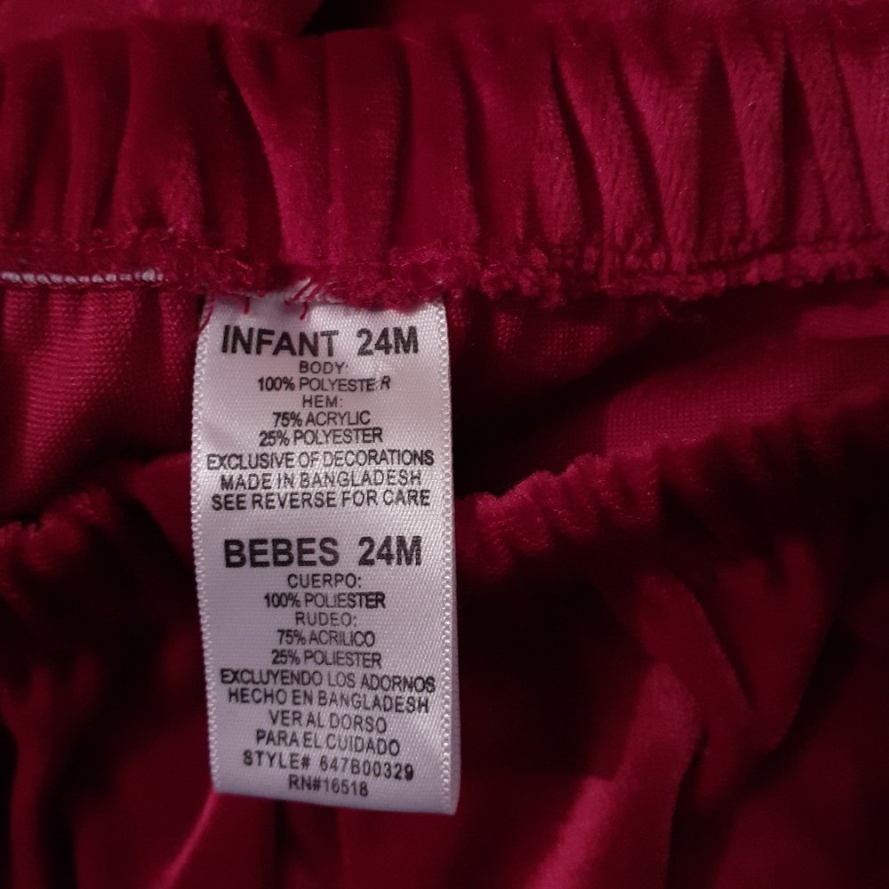 Winter wonderland jolly Santa Claus red velvet flare pants w/ fur trim - Picture 6 of 6